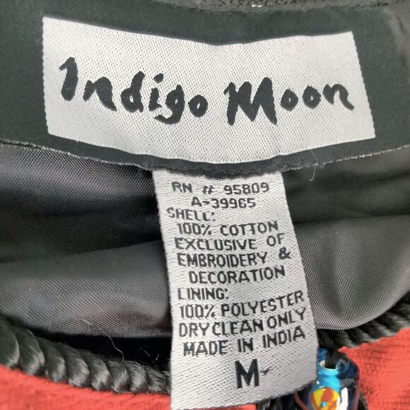 Indigo Moon Embellished Jacket Womens Medium 12-14 Toggles BOHO CHIC Embroidery - Picture 5 of 12
